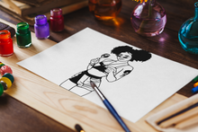 Load image into Gallery viewer, Afro Puffs and Lollipop Outline
