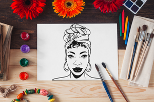 Woman with Turban Outline