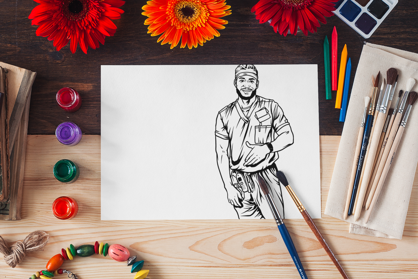 Handsome Male Nurse Outline