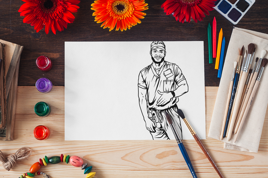 Handsome Male Nurse Outline